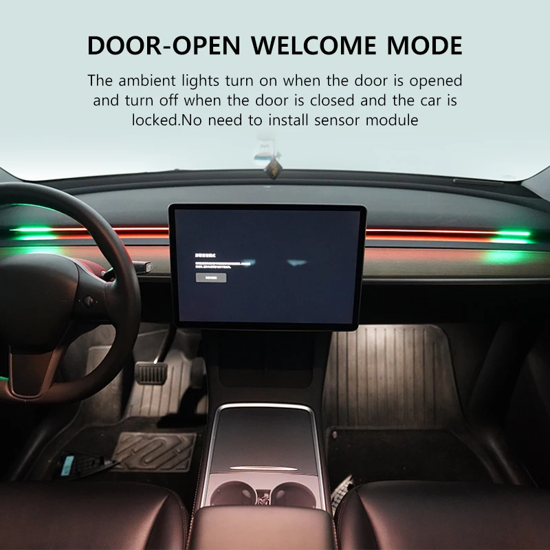 Car BSD Smart Atmosphere Light For Tesla Model Y Juniper Model 3 Highland 2021-2025 Adjustable Color Instrument Ambient Lighting
