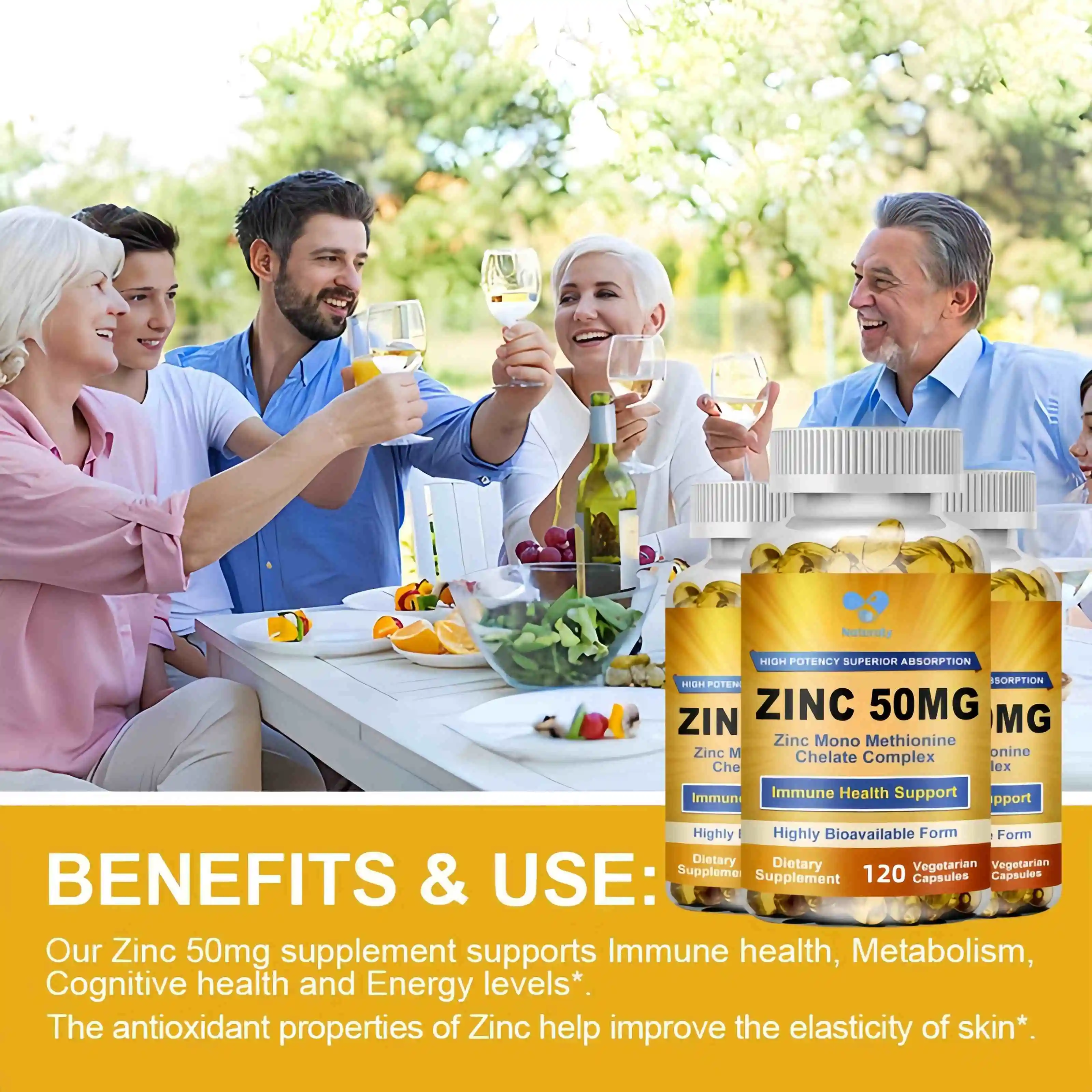 Zinc Capsules Support The Body's Immune Defense, Ultra Absorbable, Non-GMO, Gluten-Free, 120 Vegetarian Capsules