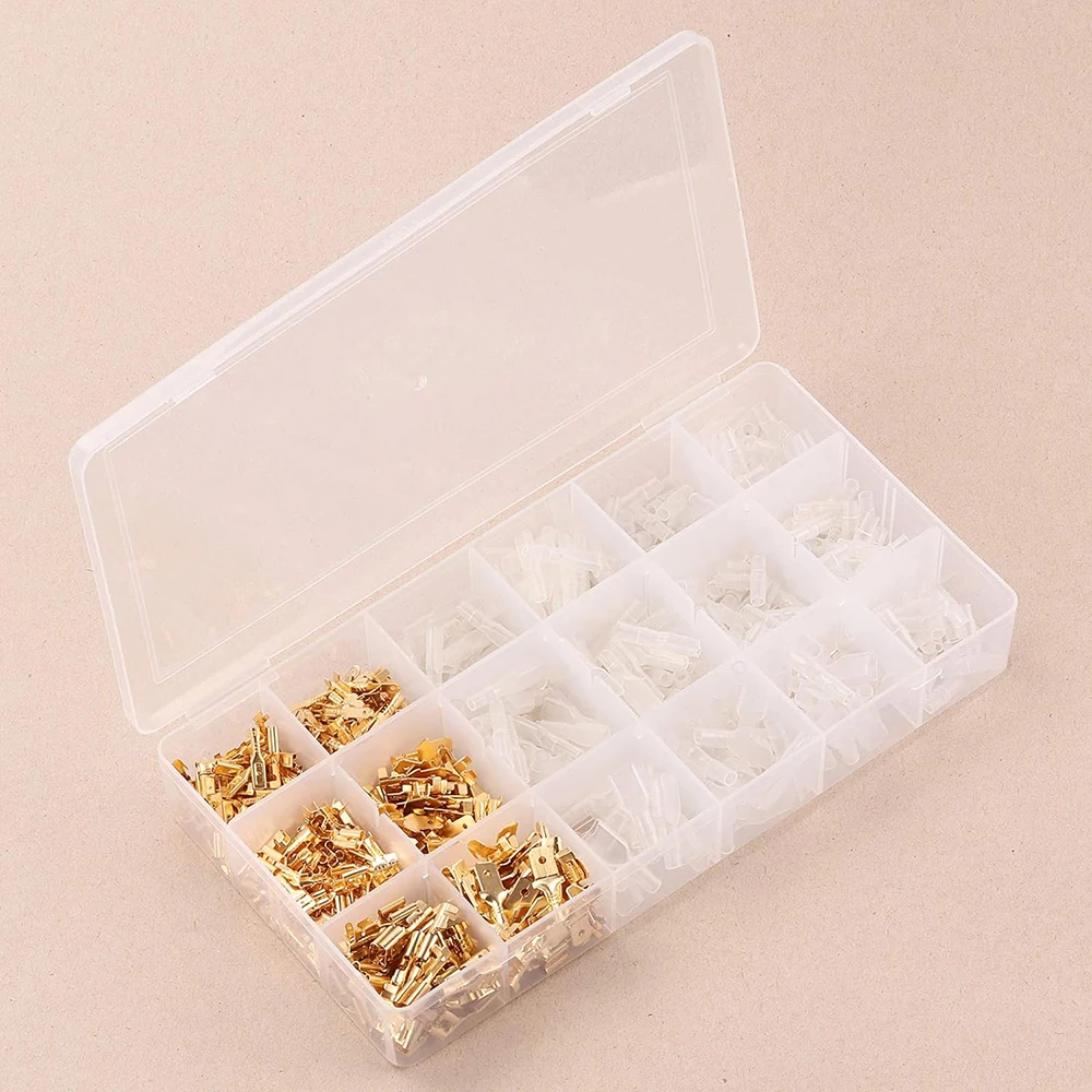 

600PCS 2.8mm 4.8mm 6.3mm Wire Spade Connector Male Female Splice Wire Crimp Terminal Block with Insulating Sleeve Assortment Kit