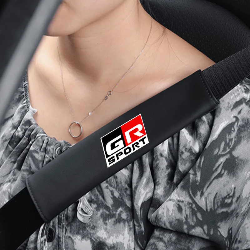 Car Safety Belt Cover Shoulder Pad For Toyota GR Sport Gazoo Racing Yaris 86 Corolla Hilux Supra C-HR Accessories Decoration