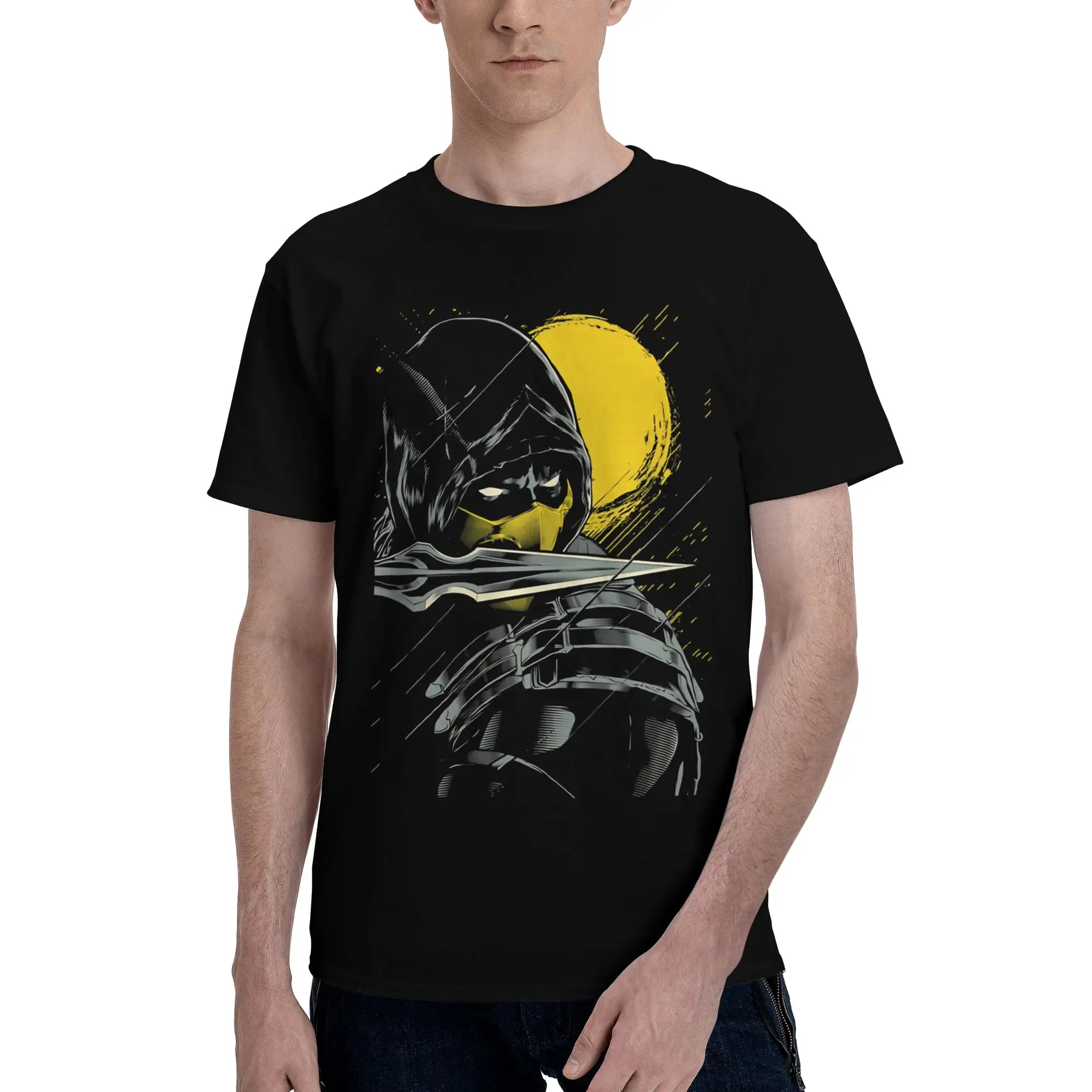 Scorpion Serious Ninja  Funny 100% Cotton T-Shirt Mortal Kombat Tops Tees For Men