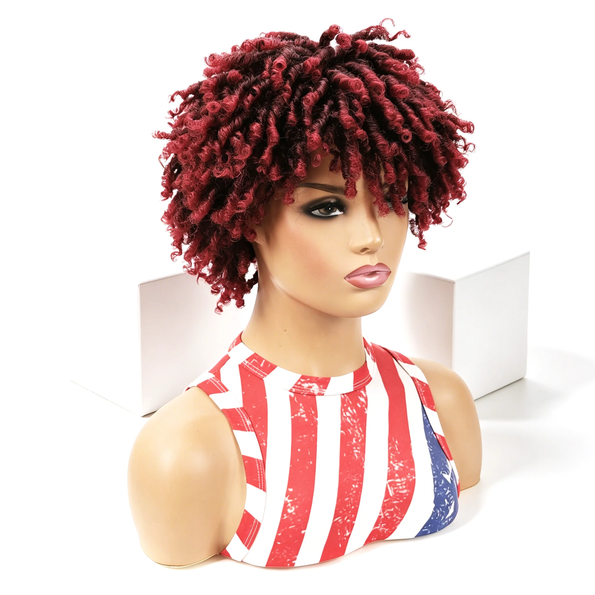 

Jeedou Braided Wigs Afro Faux Locs Twist Braided Synthetic Short Dreadlock Black Wig for Women Ladies Natural Looking Daily Use