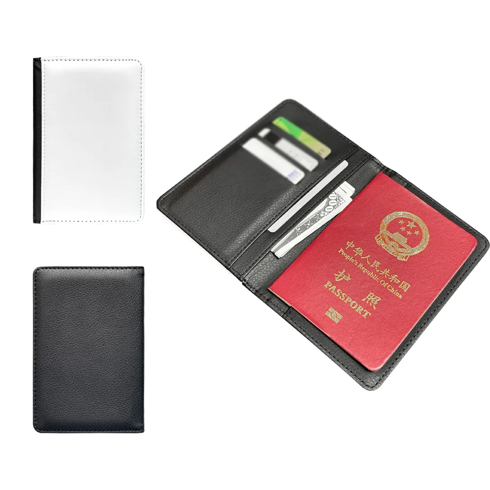 PU Passport Holder Business ID Credit Card Holder Wallet Sublimation Blank Passport Protective Cover For Heat Transfer Print