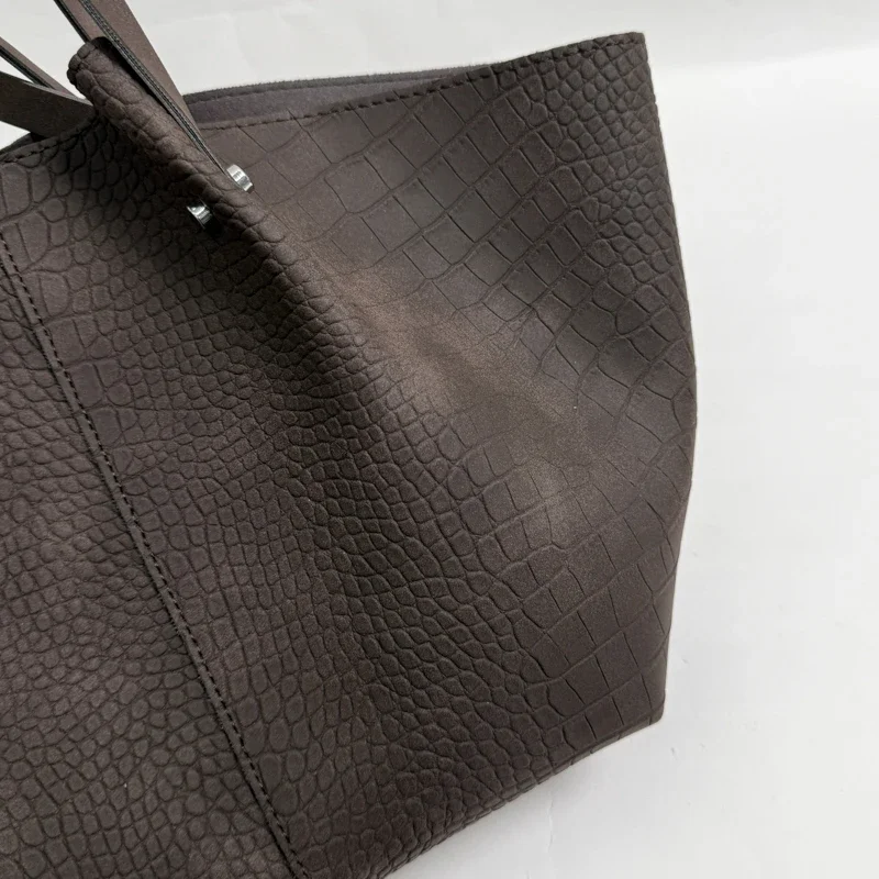 Elegante Krokodil-Prägung Leder-Handtasche für Damen Luxus-Designer Große Kapazität Schultertasche Breitflügel-Handtasche – Detail 9