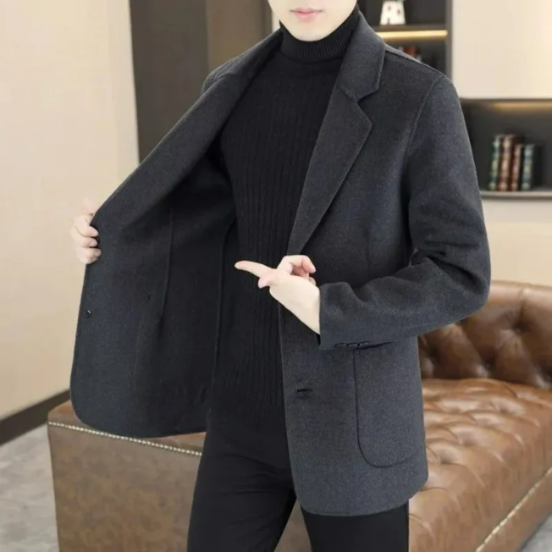 KIDWHXR Herbst-Anzugjacke für Herren, schmal geschnitten, mit Umlegekragen, Business-Casual-Mantel, langärmelig, mit Taschen, vielseitige Herren-Oberbekleidung – Detail 6