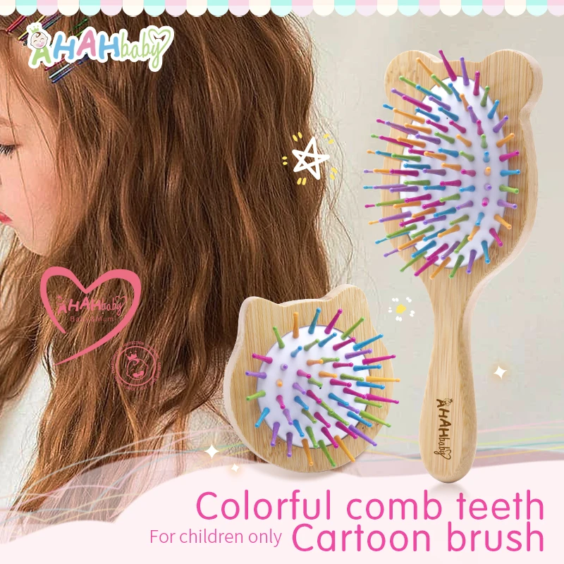 Natural Bamboo Comb Baby Hair Brush Custom Name Baby Hairbrush Newborn Head Massage Brush Infant Anti-static Wood Combs Massager