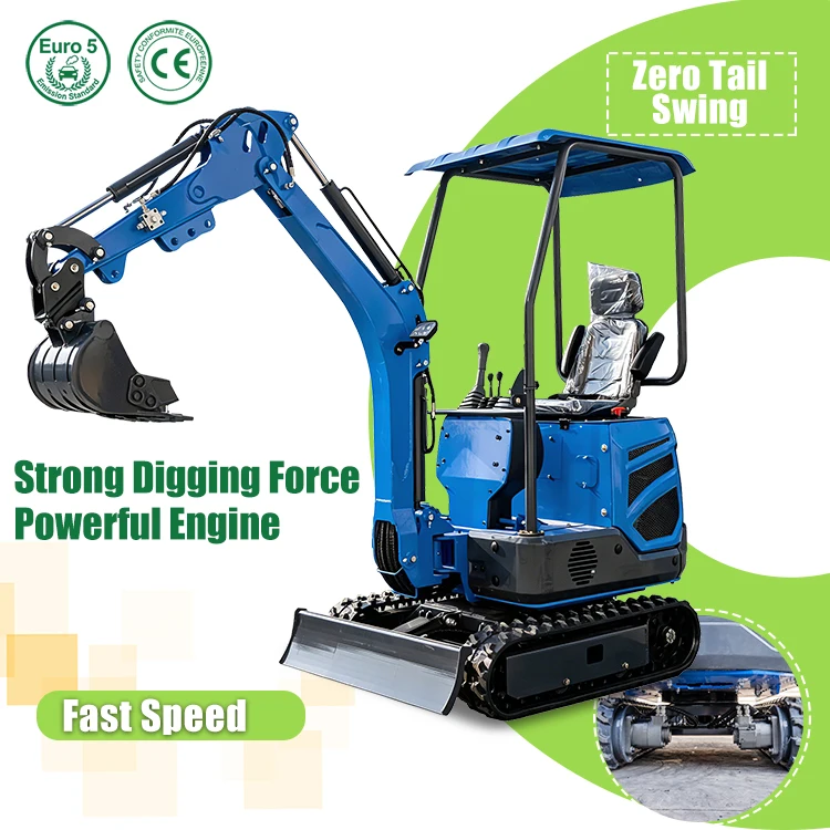 Factory Supply 1.2t Mini Excavator, Euro 5 EPA CE Compliant Small Crawler Digger Equipped with Kubota/Yanmar Engine for Farm Hou
