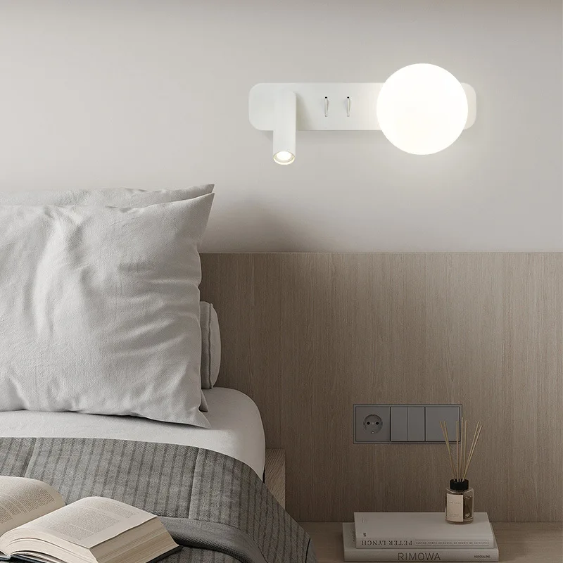 Simple Modern Bedside Reading Lamp Designer Wall Lamp Bedroom Bedside Black Double head  LED Wall Lamp Night Light
