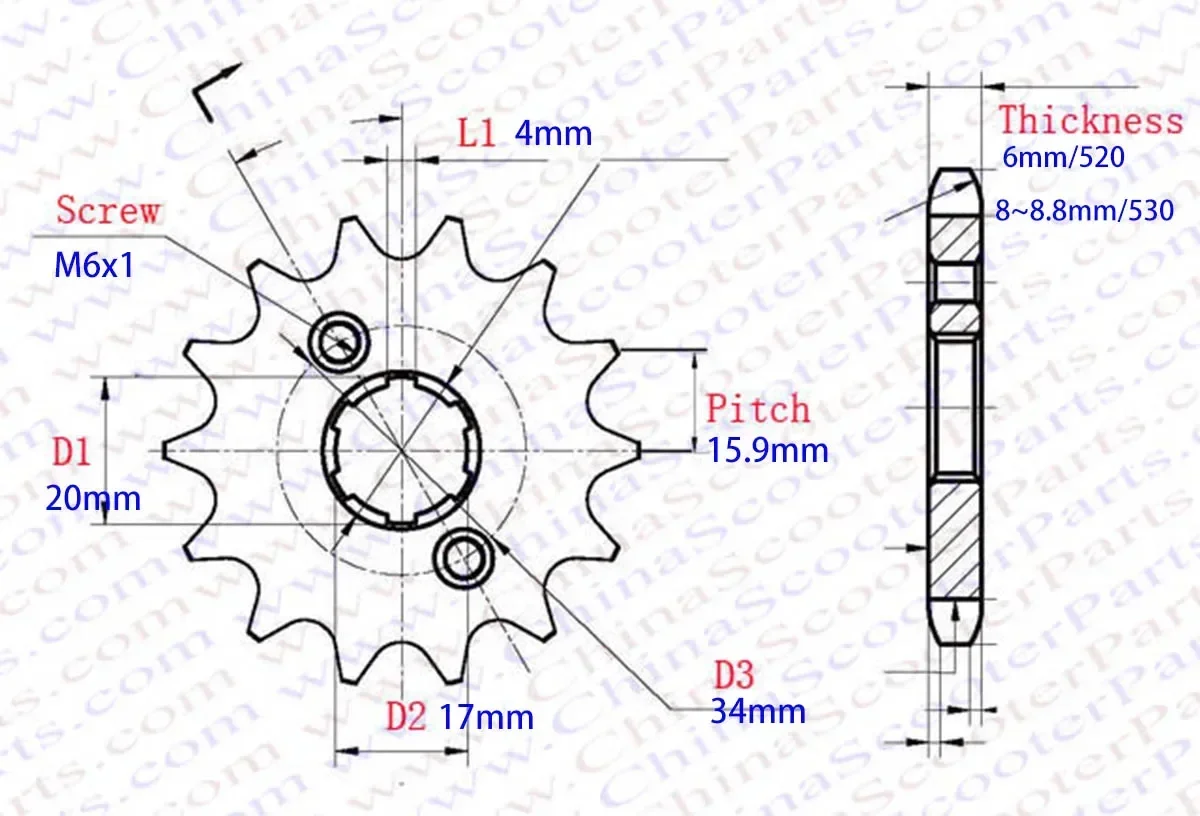 11T 12T 13T 14T 15T 16T 17T 520 530 Front Engine Sprocket For Honda Motorcycle ATV Dirt Pit bike Buggy 150CC 200CC 250CC 300CC