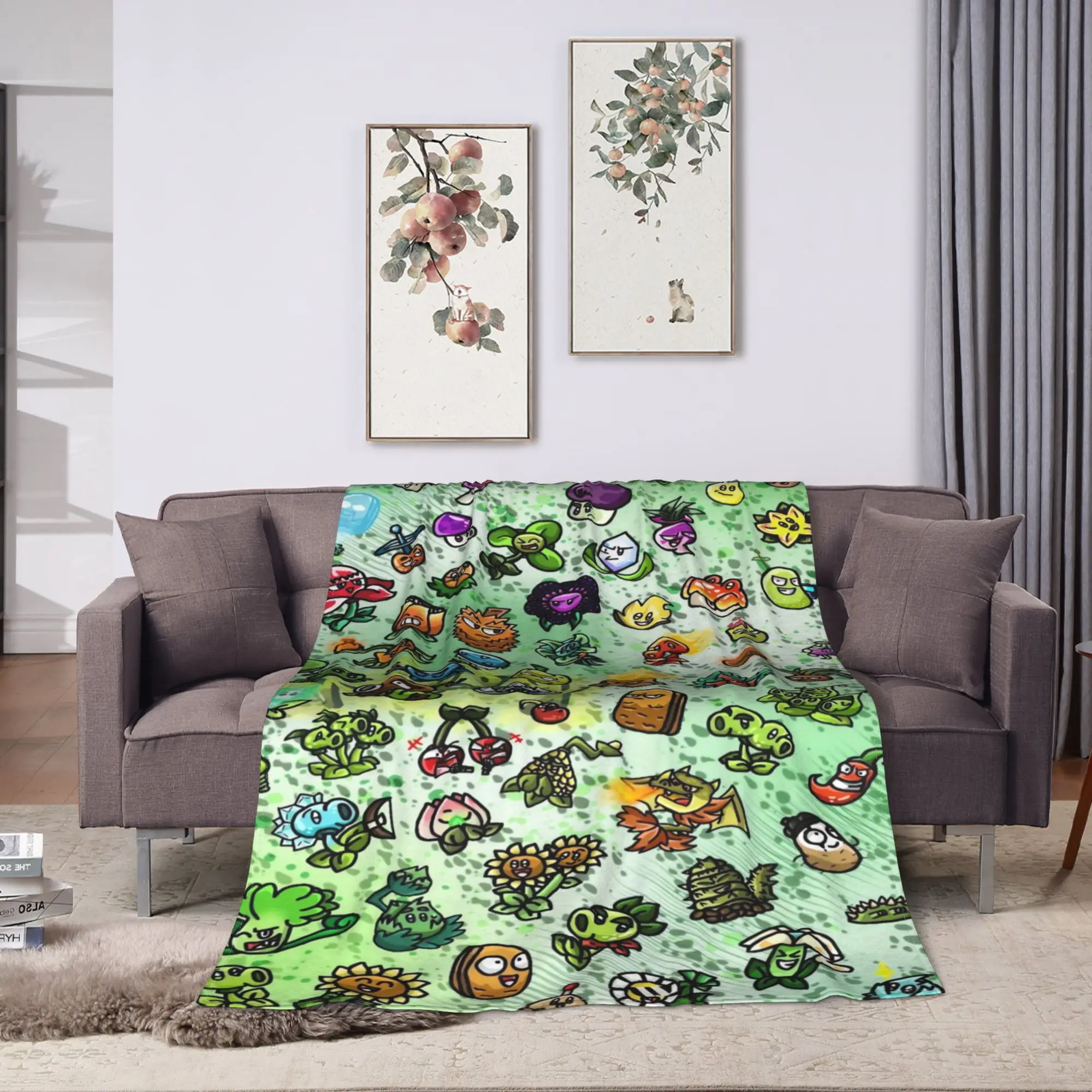 P-Plants-vs-Zombies Video Games Blanket  Travel Office Flannel Throw Blanket For Couch Chair Super Soft Quality Bedspread