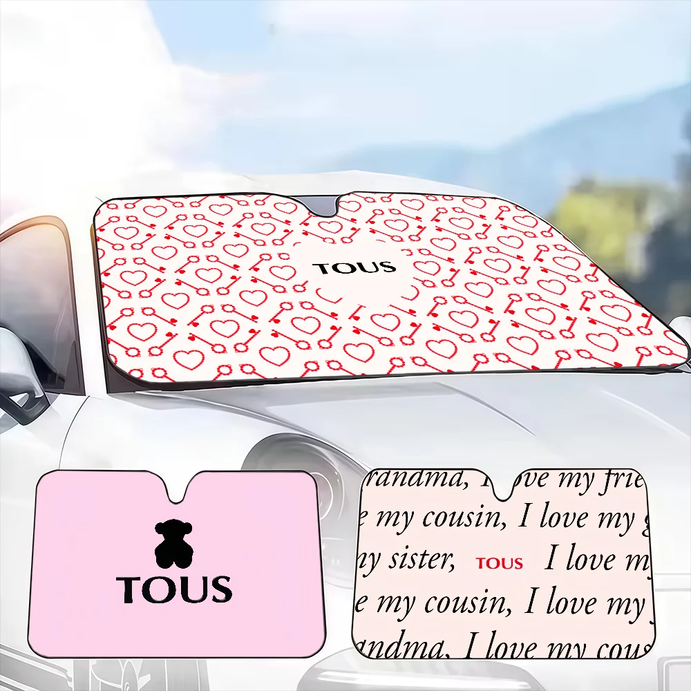 الأزياء T-Tous- الفاخرة الدب الفاخرة مظلة السيارات الستائر الزجاج الأمامي المضادة للأشعة فوق البنفسجية حماية الجبهة الشمس الظل التبريد حامي