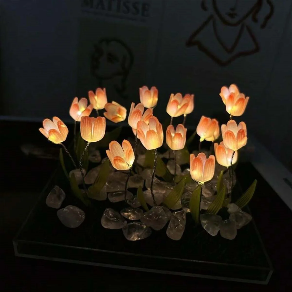 3D Mirror Night Light Decorative Ornaments DIY Handmade Material Set Romantic Flower Sea Tulip Rubik Cube Desktop Birthday Gifts