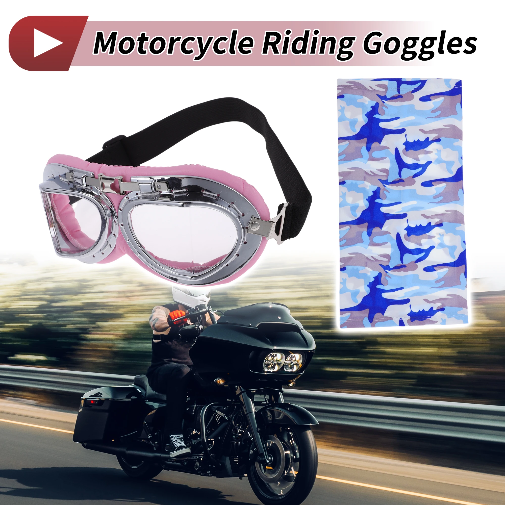 

X Autohaux, 1 комплект, очки для езды на мотоцикле, прозрачные линзы, розовая оправа, велосипедные солнцезащитные очки