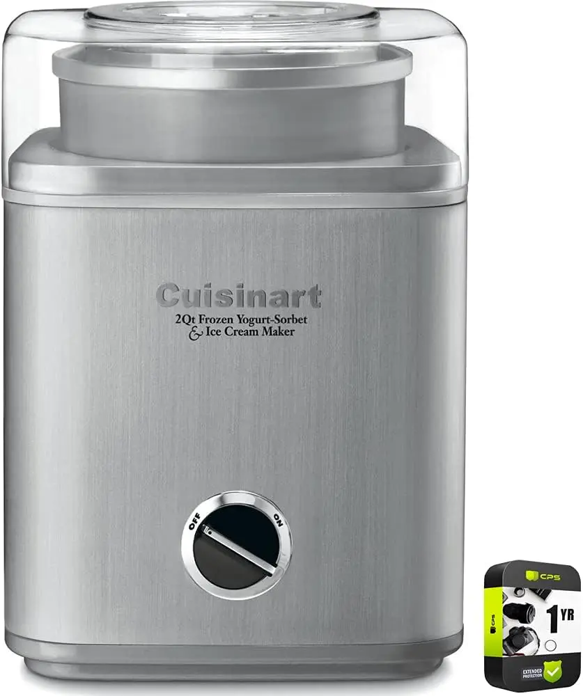 Indulgence 2 Quart Frozen Yogurt-Sorbet & Ice Cream Maker Bundle with 1 YR CPS Enhanced Protection Pac