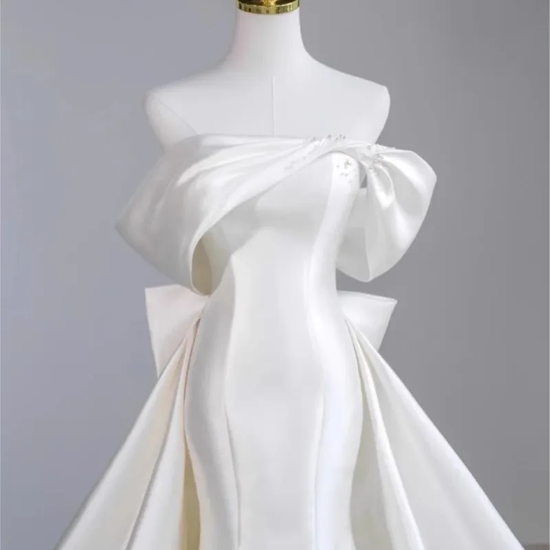 Satin One-Shoulder Slimming Fischschwanz Kleid