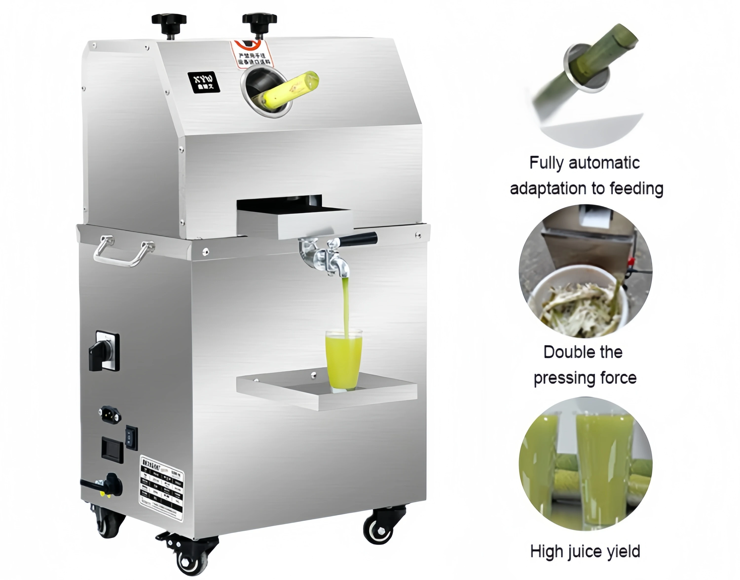 For High Juice Yield 300KG/H Stainless Steel Electric Motor Sugarcane Juicer with High Rigidity m