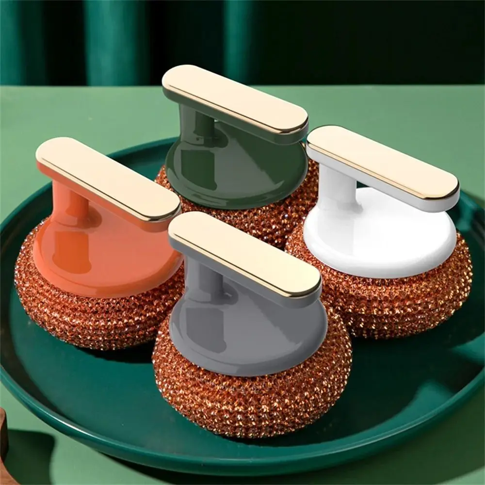 Kitchen Sponges Scrubbers Scourer Dishes Cleaning Ball Kitchen Wire with Handle Metal Wire Scourer Scrubbing Scour Sponges