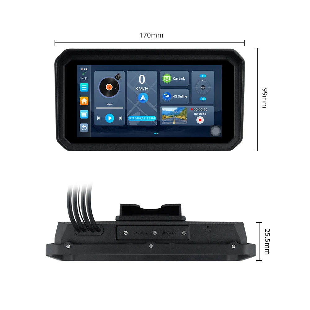 【Android14】6.0，8Nuclear motorcycle Carplay Smart Screen，Belt DVR，TPMS，GPS