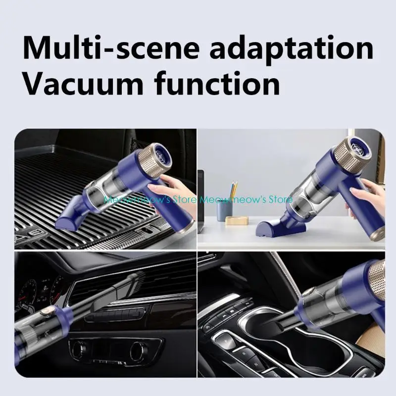 W91A 핸드 헬드 전기 압축 에어 더 스터 및 4000mAh 길이의 서비스 배터리가있는 진공 청소기 쉬운 여행 및 보관을위한 진공 청소기