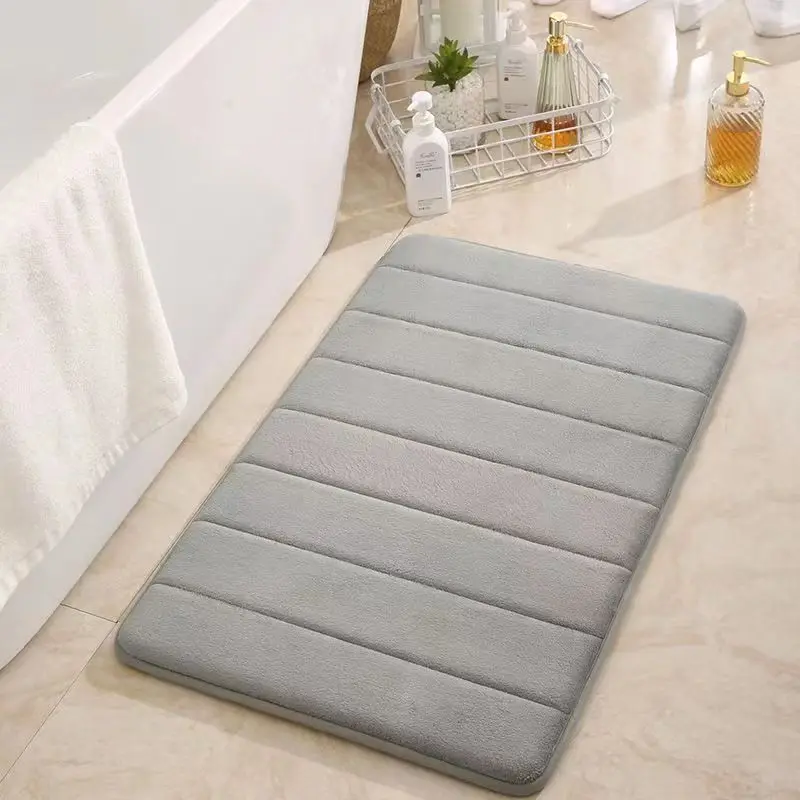 Super absorbent, super absorbent, super anti slip striped coral velvet bathroom floor mat, bathroom mat, door mat