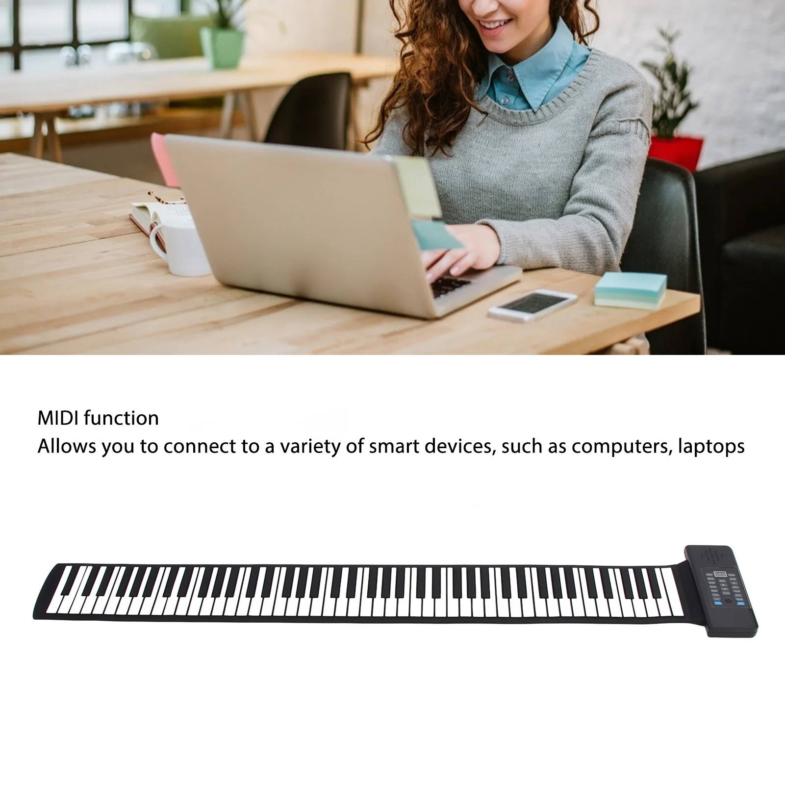 Rolling SIlicone Piano Keyboard Multifunction Portable 88 Keys  Piano LED Display MIDI Function for Kids Beginners Gift