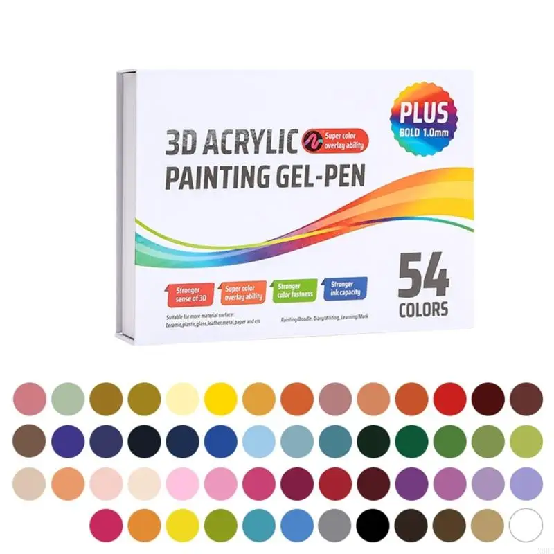 36/54 Color Multicolored Journaling Pens Assorted Color Acrylic Painting Gel Pen N0HC