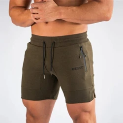 Męskie spodnie dresowe z kieszenią na zamek błyskawiczny Fitness Gyms Shorts Men Summer Running Short Pants Male Jogger mesh Workout Beach sports short pants