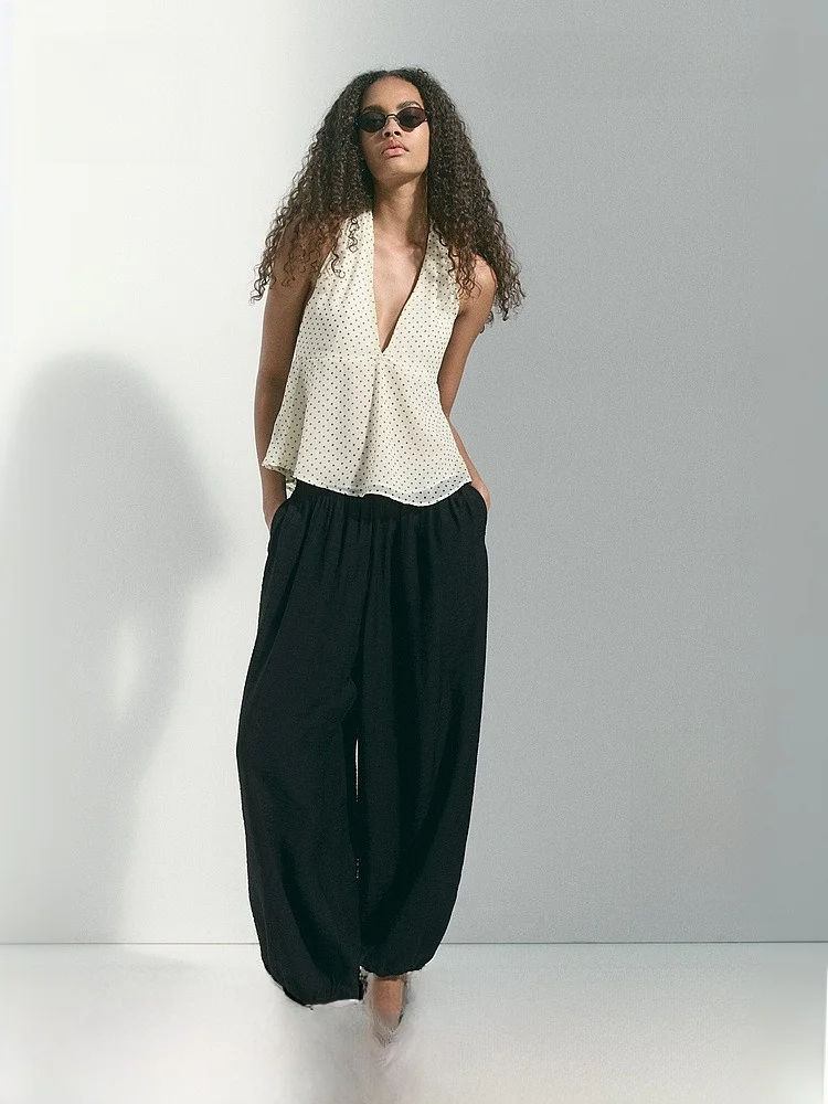 

H&M Women's Casual Pants Summer 2026 Balloon Lantern Loose Long Trousers Comfortable Natural Waist Glue Nylon Fiber