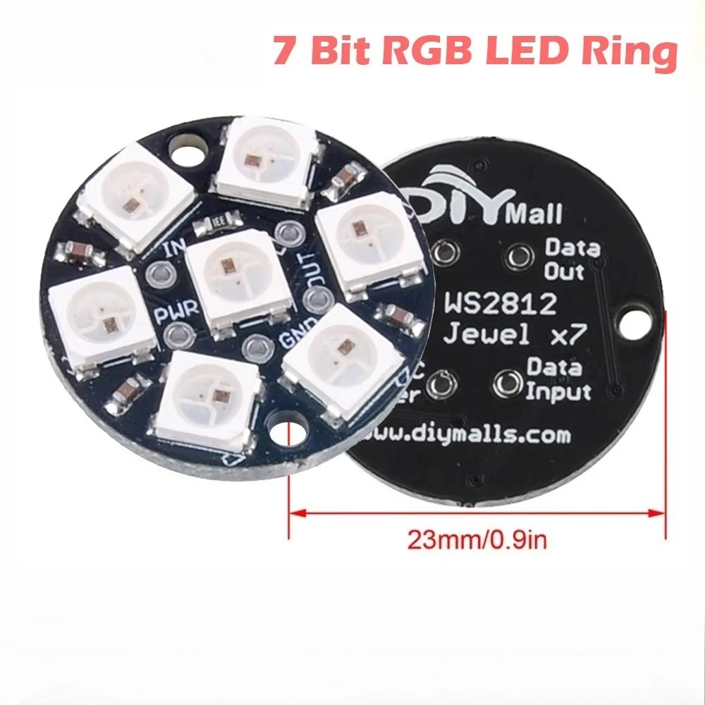 1/5/10/20/100PCS WS2812B 7 Bit RGB LED Ring Light Module 5050 Addressable LED Lamp with Built-in Driver for Arduino DIY Projects