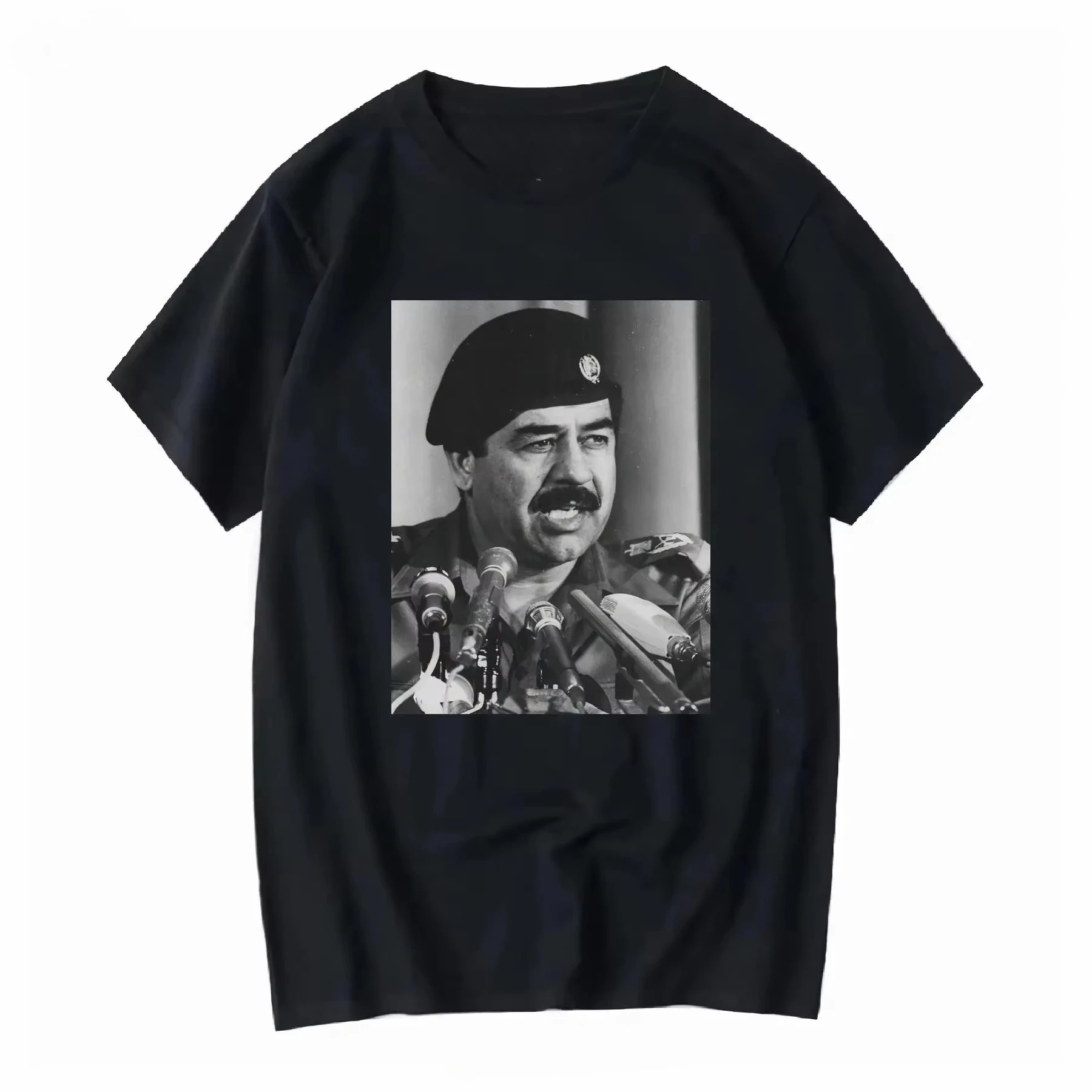 2026VINTAGE SADDAM HUSSEIN T SHIRT TEE PICTURE PHOTO Old Historical Iraq Gray 1700 Vintage Breathable Top for Everyday Wear
