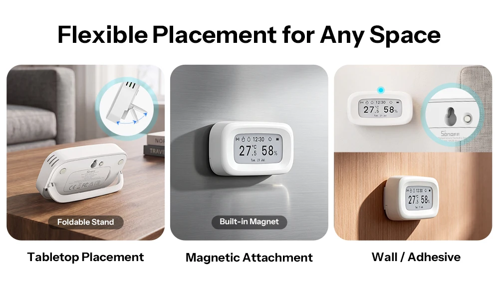 SONOFF E-Ink Zigbee Temperatur- und Feuchtigkeitssensor mit 2,9" Bildschirm AirGuard SNZB-02UL Zeit-, Wetter- und Datumsanzeige Kompatibel mit Alexa und Google – Detail 18
