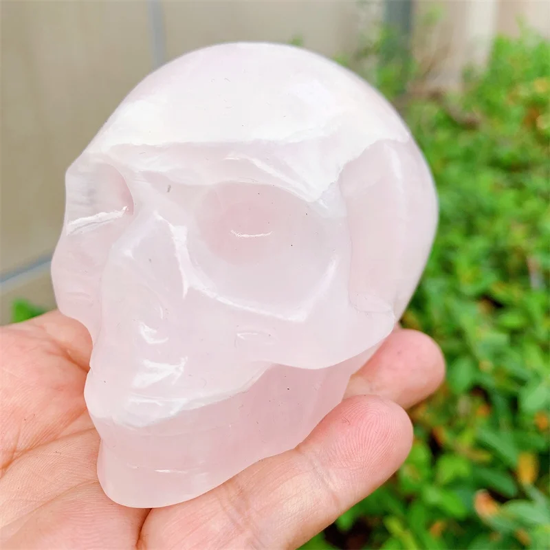 Natural Calcite Skull Carving Sculpture, Healing Gemstone, Crystal Crafts, Home Decoration Ornament, 1PC, 0.493kg