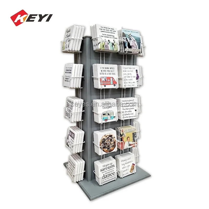 custom.Customized 5-Tier Countertop Metal Wood Rack Modern Style Card Display Stand Sign Holder Metal Pocket Card Displays