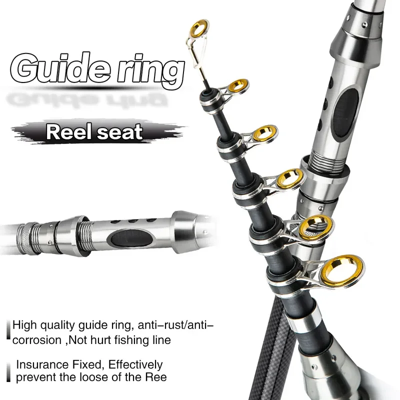 Fishing Rod and Reel Combo Spinning Wheel Set Portable Telescopic Travel Fishing Gear for Long Distance Casting Lure Fishing