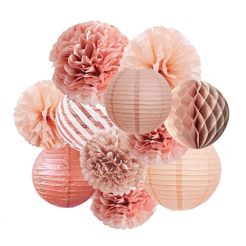 

Rose Gold Lanterns Foldable Honeycomb Ball Party Decorations Romantic Birthday Singles Party Wedding Home Decoration‌