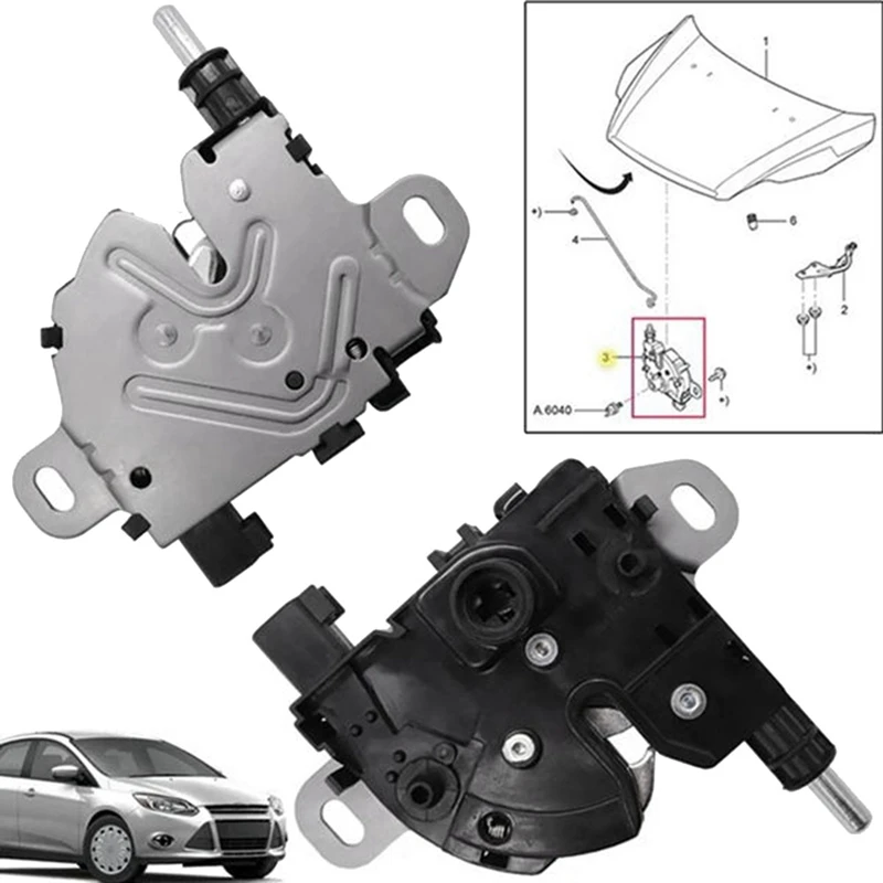 Engine Bonnet Hood Lock With Long Rod Release Lock Latch And 2 Keys For Ford Focus MK2 2004-2012 Parts 1343577 4M5AA16B970BA