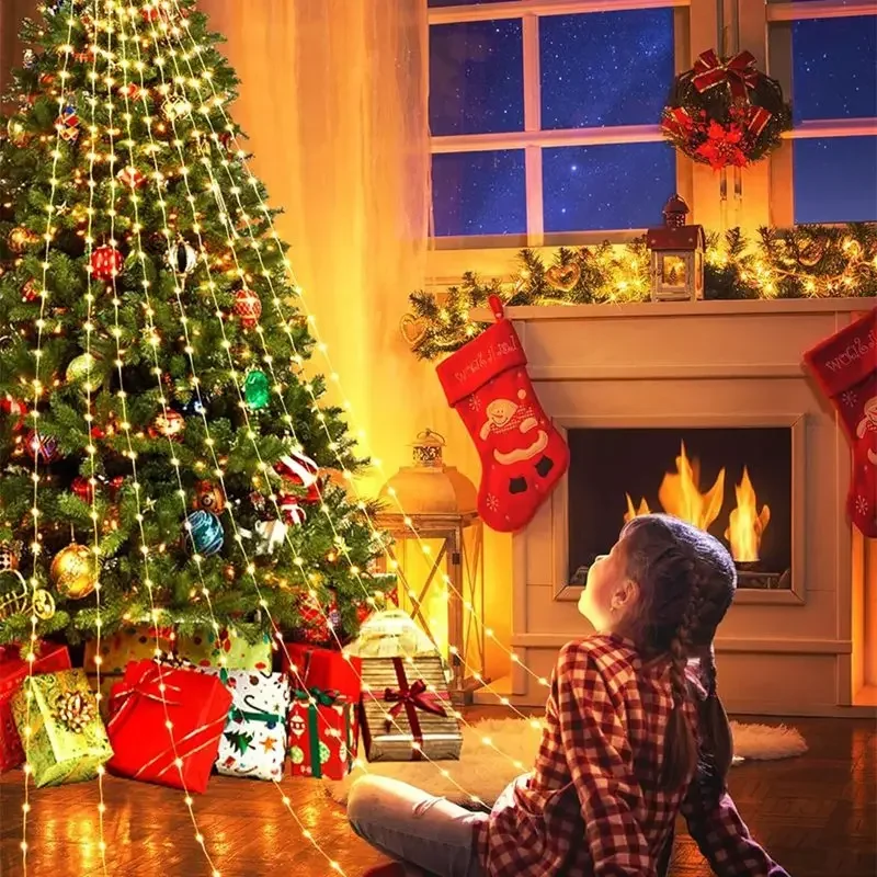 Pentagramma Impermeabile String Light Decorazioni natalizie 2M Led Cascata Albero Fata Lampada Luci natalizie da campeggio
