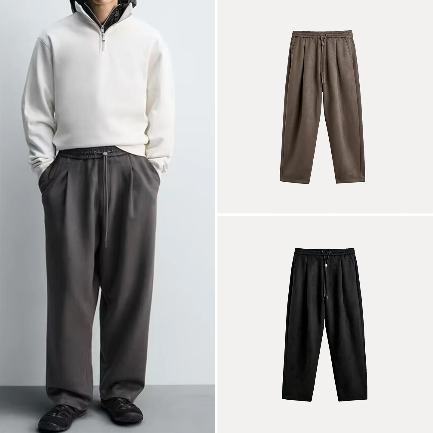 

2025 Autumn New Men's Faion Casual Loose Commuter All-Match Daily Polyester Fce Pants Straight Leg Pants for Men