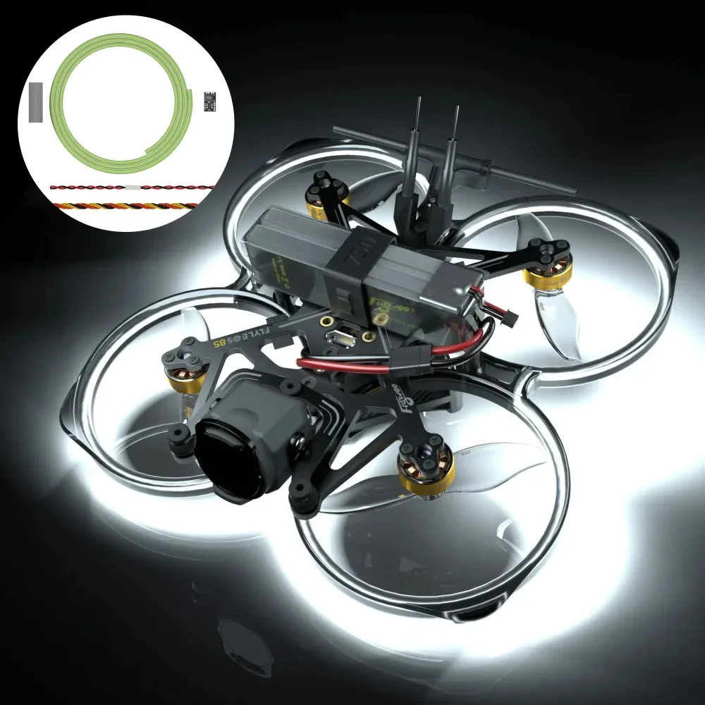 Tira de LED Flexible Flywoo con 3,3 V BEC 2,7mm de ancho 1M de longitud impermeable para Dron FPV piezas de luz voladora nocturna DIY