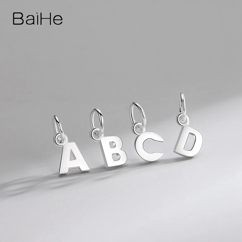 BAIHE Silver 925 26 English Letters Hanging Piece DIY Jewelry Accessorie Wearing Rope Hand String Item Bracelet Pendant stitch