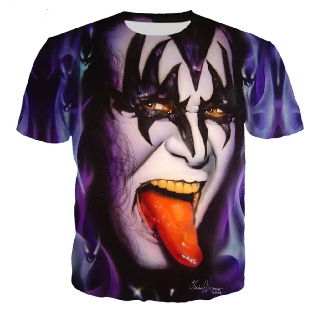 Hot Rock Band Kiss T Shirt 3D Print Men Woman Halloween Short Sleeve Tees Hip Hop Streetwear Harajuku T-shirts Kid Tops Clothing