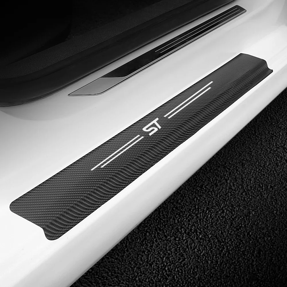 4PCS Car Door Sill Carbon Sticker Auto Accessories For Ford Mondeo Fusion Escape Shelby Edge Ghia ST Taurus Protector Cover