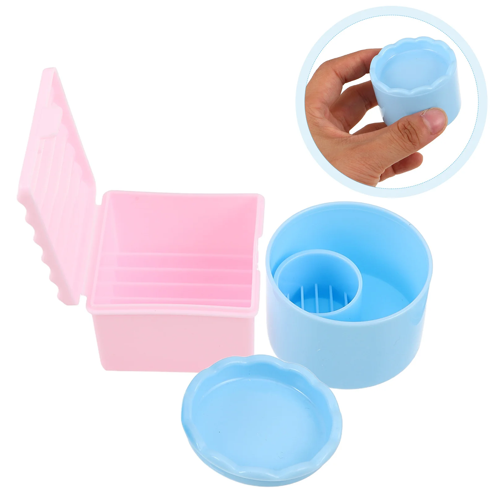 

Коробка для чистки ногтей: 2 шт., пластиковый органайзер для маникюрных инструментов, крышка для кистей для ногтей, чашки со стразами, Dappen, очиститель акриловых кистей для мытья посуды