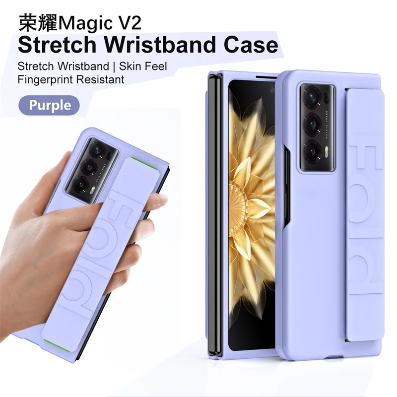 New Luxury Wrist Hand Strap Case For Honor Magic V2 Protective Cover Fold Phone Shell Coque Capa Fundas