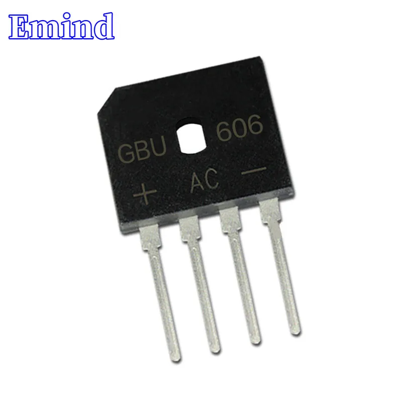 10Pcs GBU606 Bridge Rectifier 6A/600V GBU6J Bridge Stack Cutable Feet GBU Footprint Flat Bridge