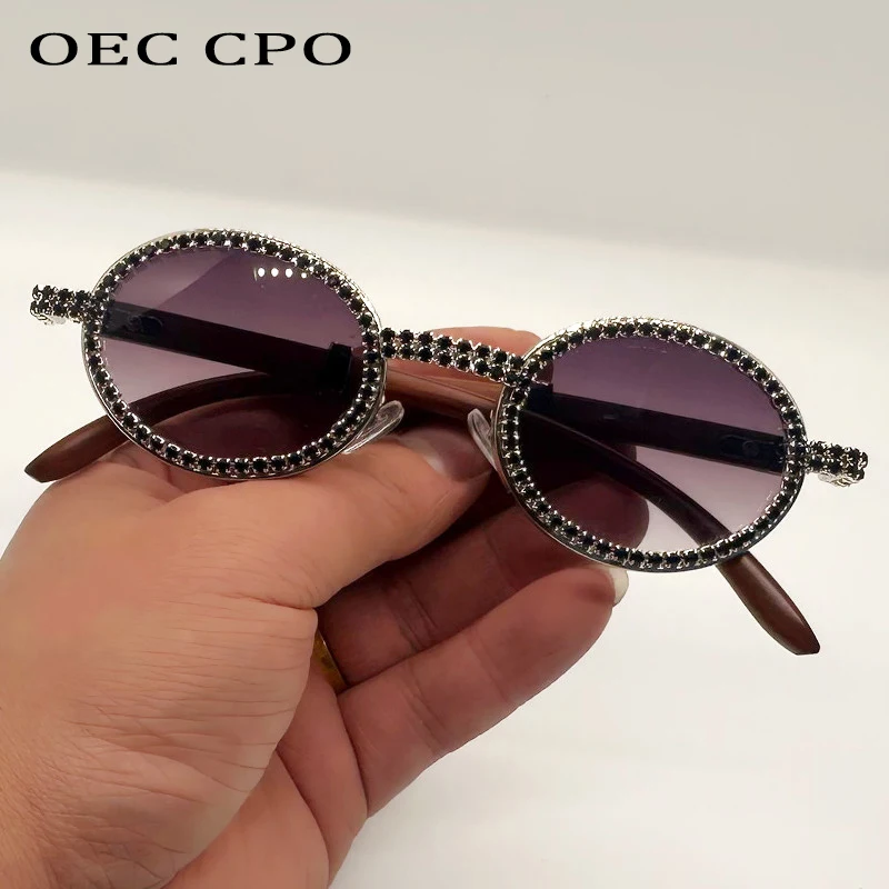 Diamentowe luksusowe metalowe okulary przeciwsłoneczne UV400 moda Rhinestone owalne okulary odcienie dla kobiet stylowy projektant marki kobiece okulary przeciwsłoneczne — zdjęcie 4