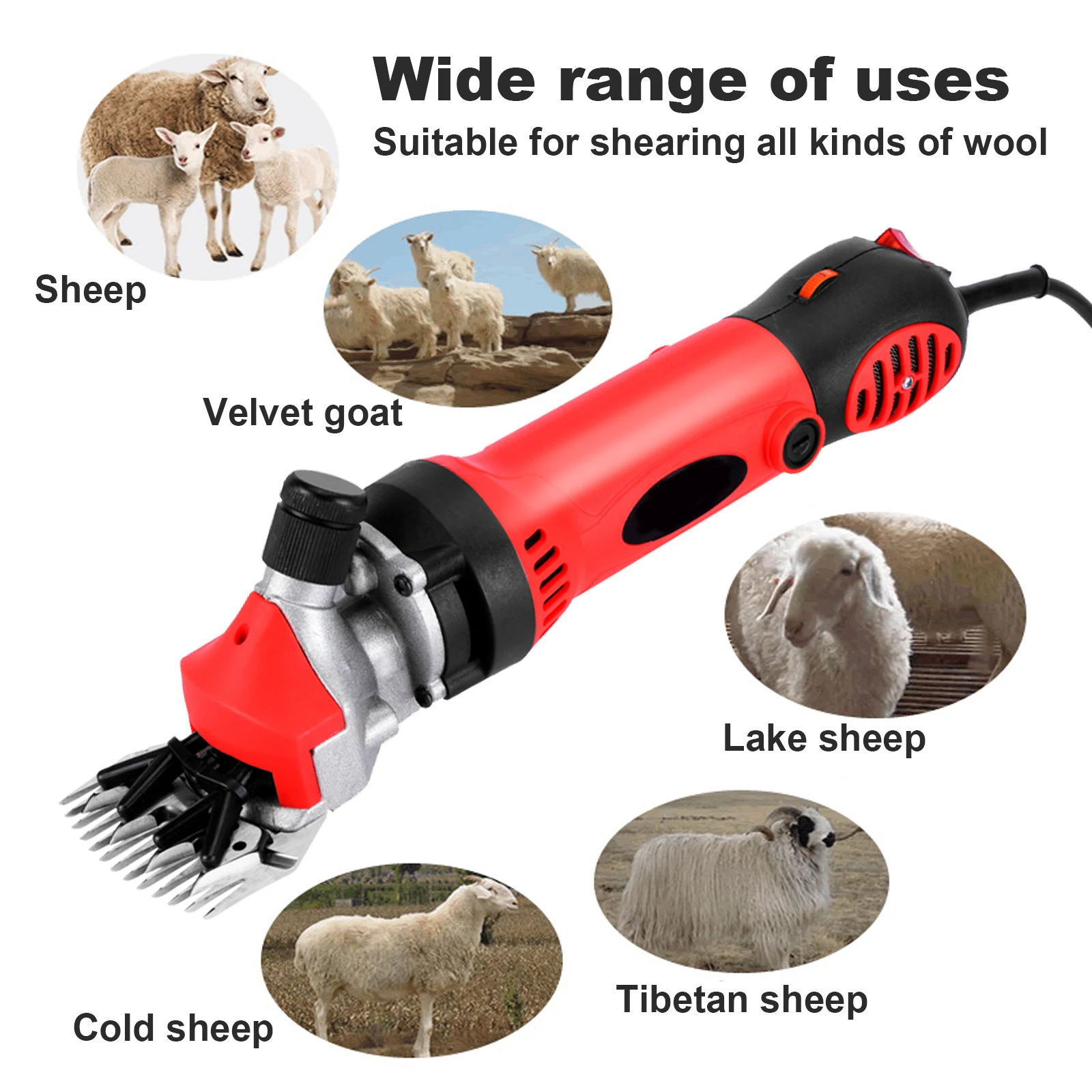 

900W 6 Speeds Sheep Shears 13 Teeth Electric Shearing Clippers for Sheep Alpacas Goats Hair Wool Scissor Farm Cutting Machine