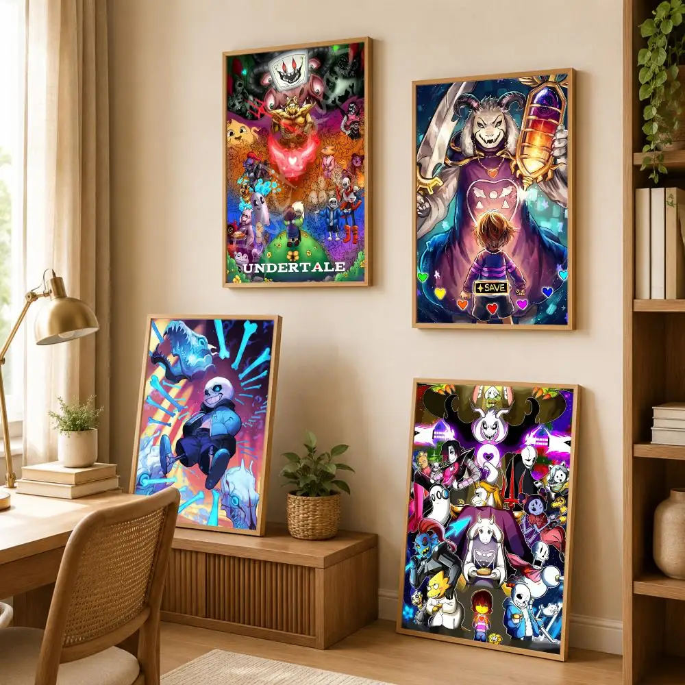 Game U-Undertale Poster Stickers HD Painting Self-Adhesive Art for Bedroom Living Room Home Decor Wall Decals Gift