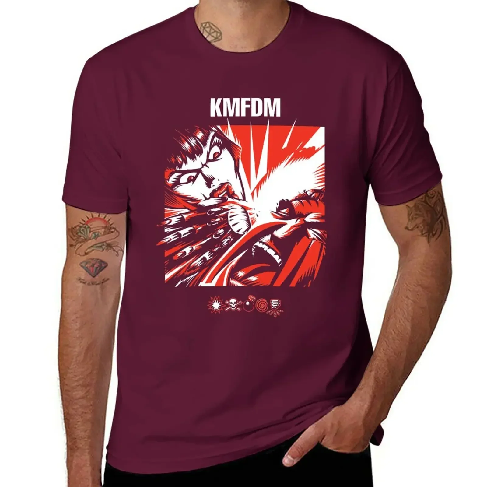 Sale New KMFDM T-Shirt Short t-shirt Short sleeve boys white t shirts sweat shirts, men Cheavyweight streetwear anime  clothes