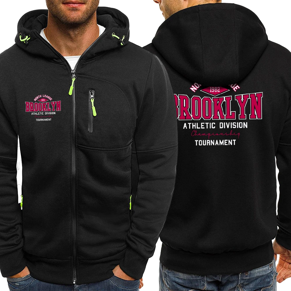 الولايات المتحدة الأمريكية دوري الشمال بروكلين الطباعة الذكور سستة هودي الهيب هوب طويلة الأكمام عالية الجودة مقنعين الخريف ملابس كاجوال للجنسين